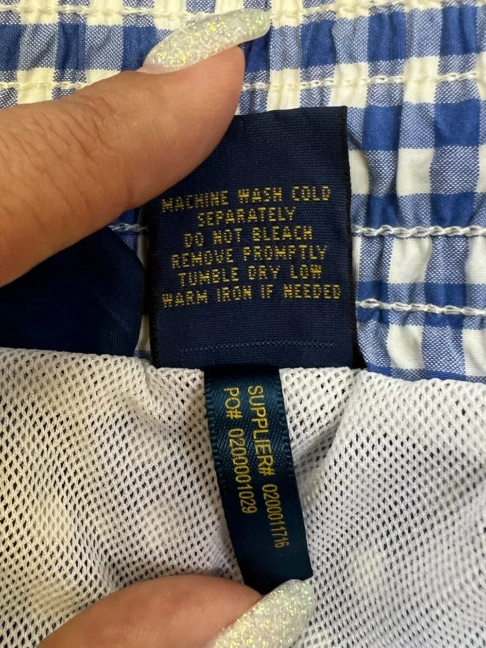 Polo Ralph Lauren Swim Trunks Mens XL Blue White Gingham Checkered Board Shorts